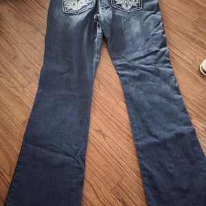 Apt. 9 Dark Blue Bootcut Jeans with Embroidered Back Pockets